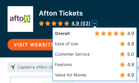 Afton Tickets -Capterra Best Of